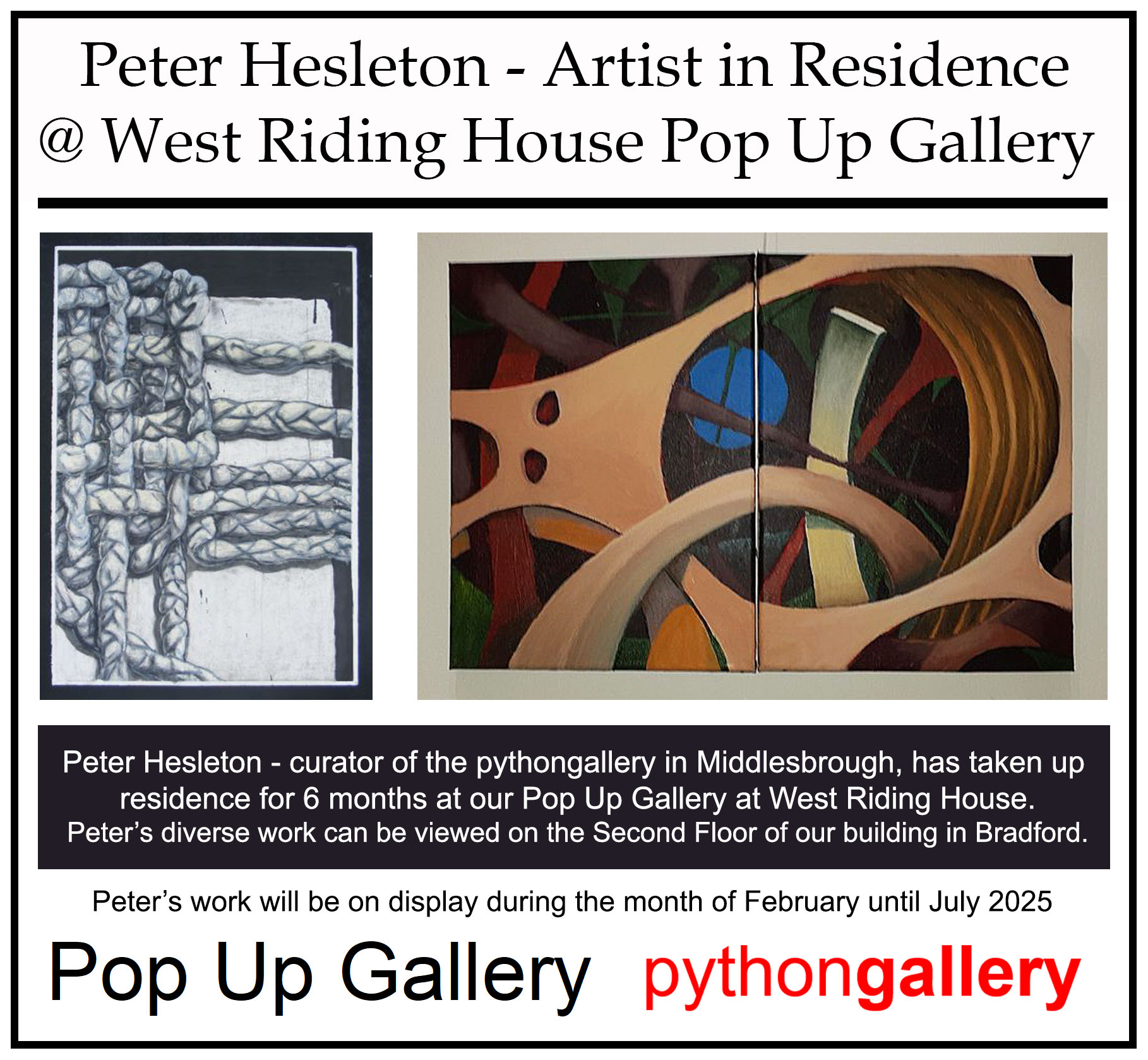 Artist In Residence – Pop Up Gallery