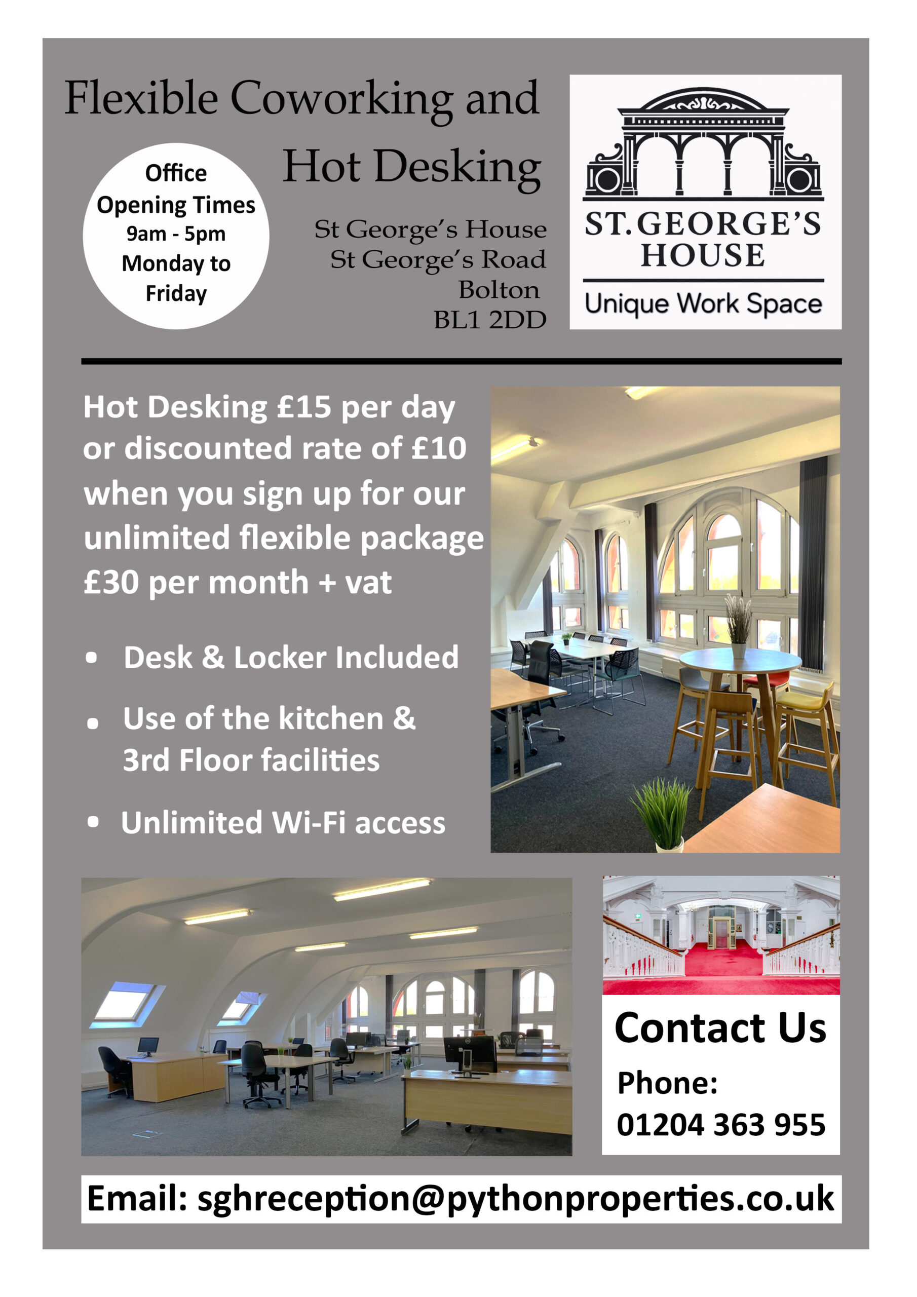 Flexible Coworking/ Hot Desking – St George’s House